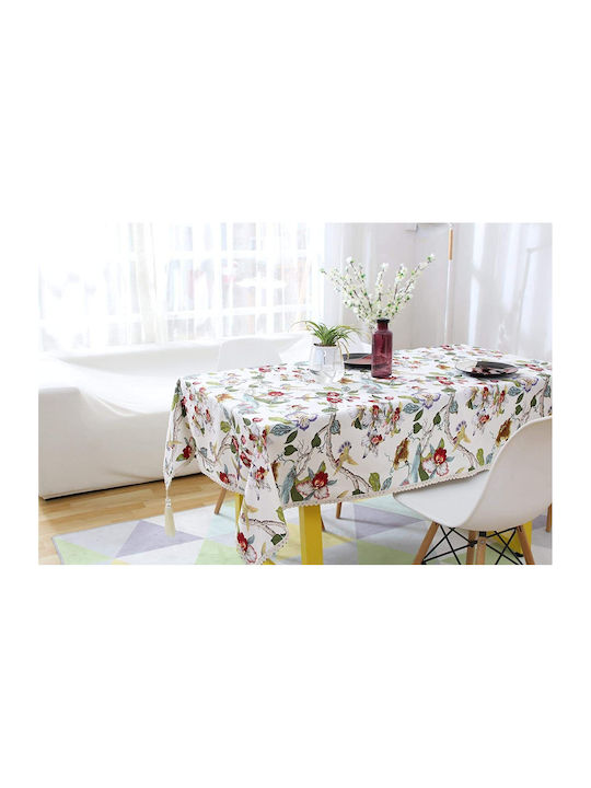 FRIPIA Față De Masă Din In Cu Dantelă Albă 140x250 Cm