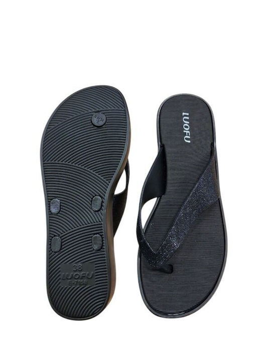 Damen Flache Sandalen Schwarz E7158 E140