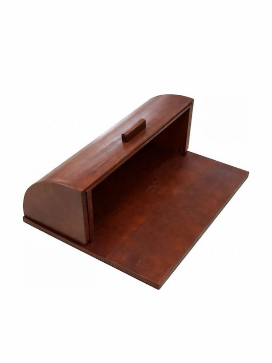 Karvounis Bread Box with Lid Wooden Brown 38x27x16cm
