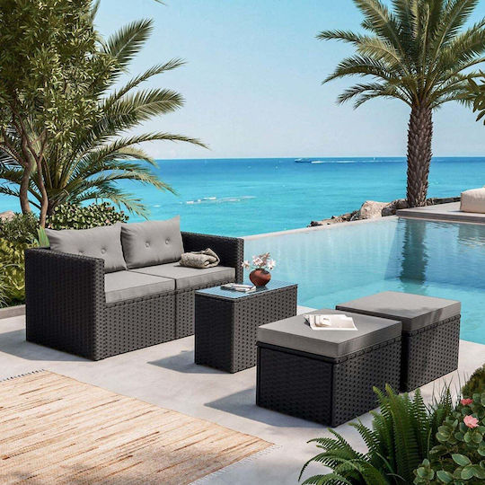 Set Salon Exterior Jakarta 2 Piese Negru cu Perne E6624,1