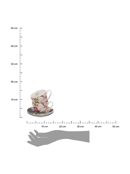 Set Of Multicolour Porcelain Coffee Cups 270ml 2 Pieces