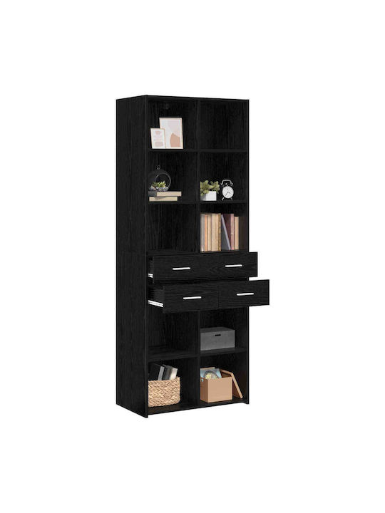 Schwarzes Bücherregal 30x42,4x185,2cm