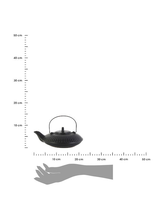 HowHomely Τσαγιέρα με Φίλτρο Κεραμική Μαύρη 600ml
