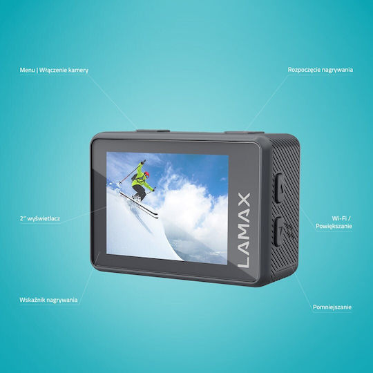 Lamax Екшън Камера X3.2 4K Ultra HD Подводна (с Калъф) с 2" Сензорен Екран и Wi-Fi Черна