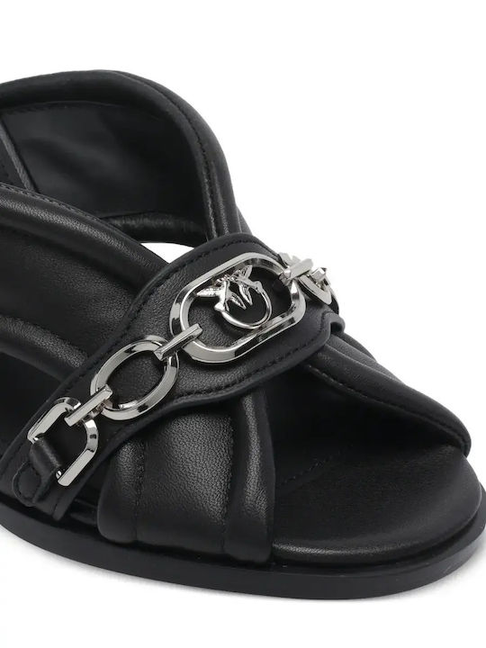 Leather Mules with Heel in Black Colour