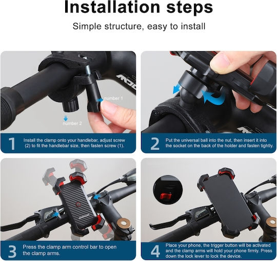 Joyroom Motorcycle Phone Mount with Adjustable Arm for Handlebar
