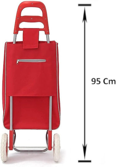 Υφασμάτινο Καρότσι Λαϊκής Πτυσσόμενο Κόκκινο 95x50x20cm