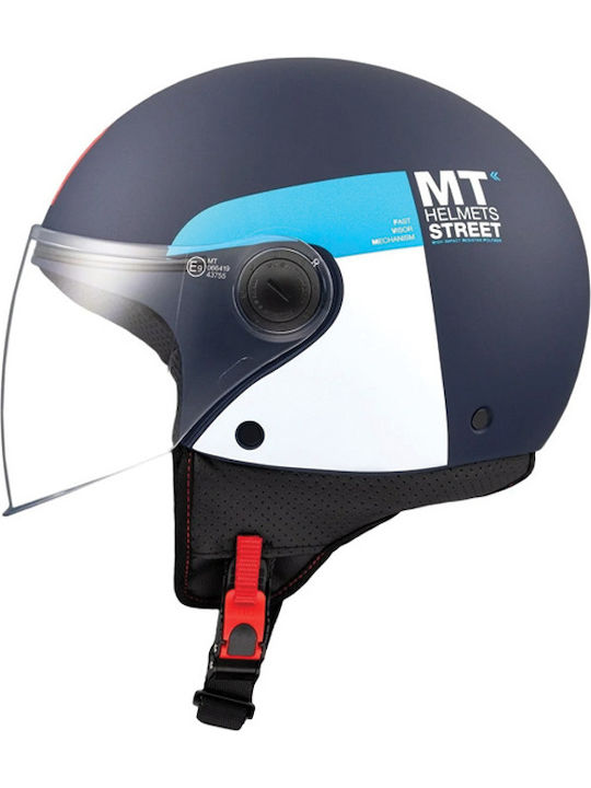 MT Street S Inboard Inboard C7 Black Blue White Matt Motorcycle Helmet Jet ECE 22.06 950gr