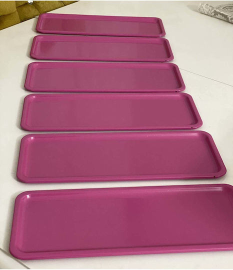 SteweHome Set 6 Stück Metallischer Rechteckiger Dekorative Tabletts Tee Kaffee Rosa