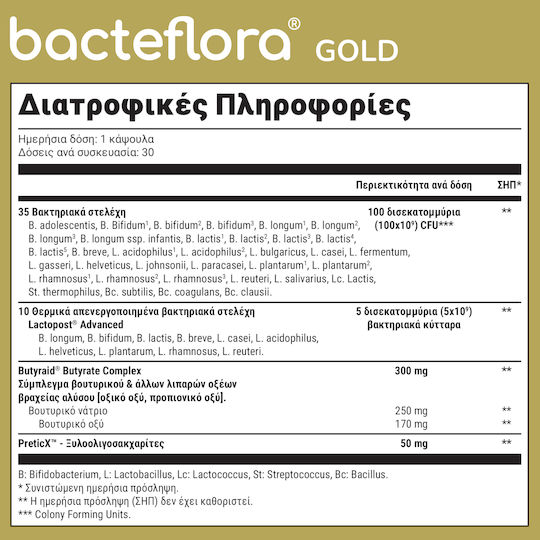 Olonea Bacteflora Gold with Probiotics and Prebiotics 30 caps