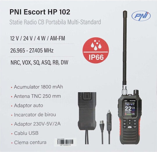 PNI Escort HP 102 CB За Кола 4W С Цветен Дисплей