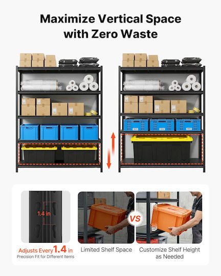 Vevor Dexion Shelf 151.1x52.2x181.3cm With 5 Shelves Total Load Capacity 1361kg