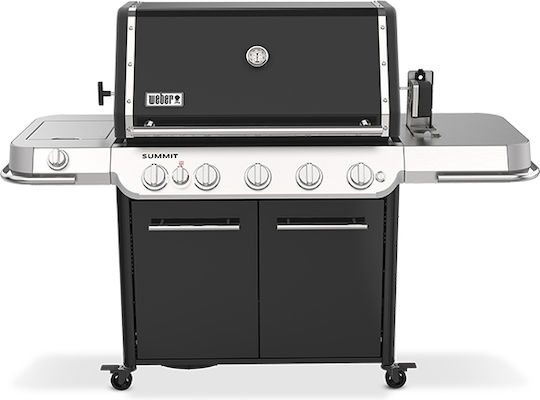 Weber Summit E Grătar pe Gaz cu Suprafață de 91x49cm cu 5 Plite de Bucătărie 27kW și Arzător Lateral cu Ardere Infraroșie