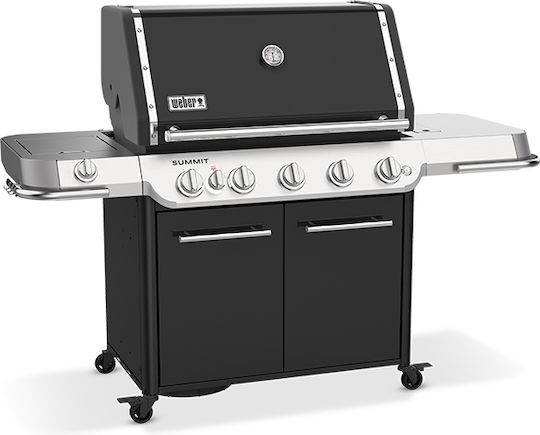 Weber Summit E Grătar pe Gaz cu Suprafață de 91x49cm cu 5 Plite de Bucătărie 27kW și Arzător Lateral cu Ardere Infraroșie