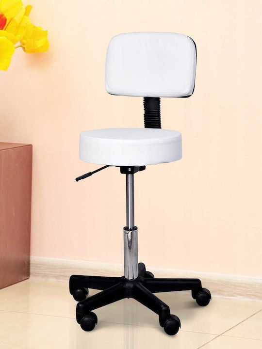 Ergonomischer Büro- und Schreibtischhocker mit Rückenlehne Weiß 35x35x45cm
