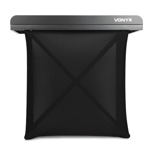 Vonyx Dbe100 Mobile DJ Booth System – Foldable Portable DJ Table 1m Black Lycra 180.100