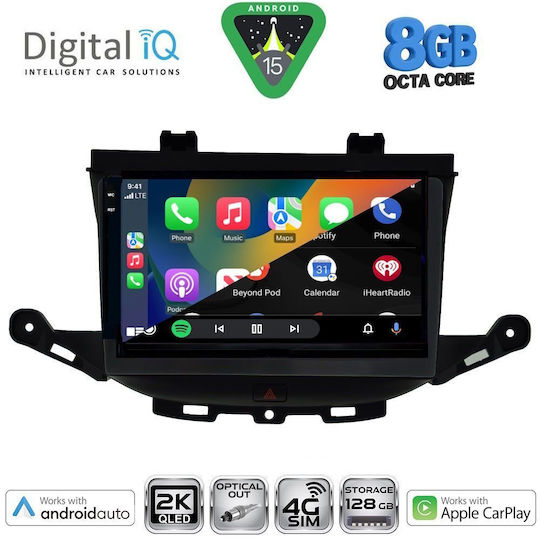 Digital IQ Ηχοσύστημα Αυτοκινήτου για Opel Astra 2015-2022 (Bluetooth/USB/WiFi/GPS/Apple-Carplay/Android-Auto) με Οθόνη Αφής 9"