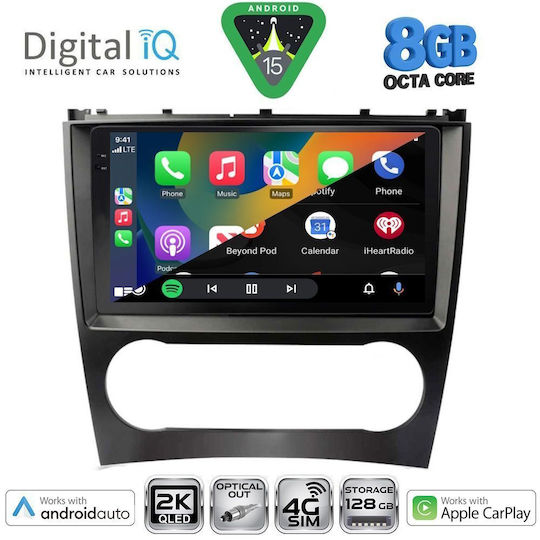 Digital IQ Ηχοσύστημα Αυτοκινήτου για Mercedes-Benz CLK Class 2004-2008 (Bluetooth/USB/WiFi/GPS/Apple-Carplay/Android-Auto) με Οθόνη Αφής 9"