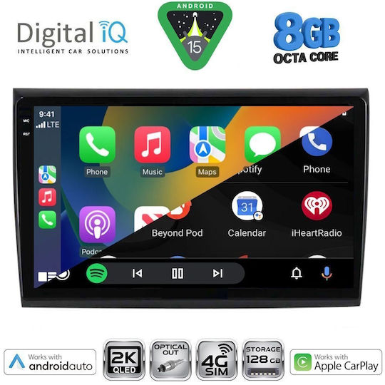 Digital IQ Ηχοσύστημα Αυτοκινήτου για Fiat Bravo 2007-2019 (Bluetooth/USB/WiFi/GPS/Apple-Carplay/Android-Auto) με Οθόνη Αφής 9"