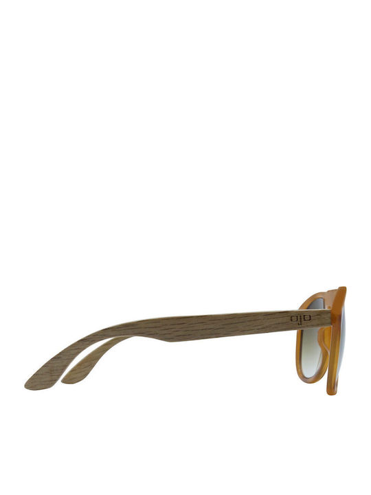 OJO Sunglasses Unisex Γυαλιά Ηλίου με Καφέ Ταρταρούγα Ξύλινο Σκελετό και Καφέ Φακό 18OPLS2217
