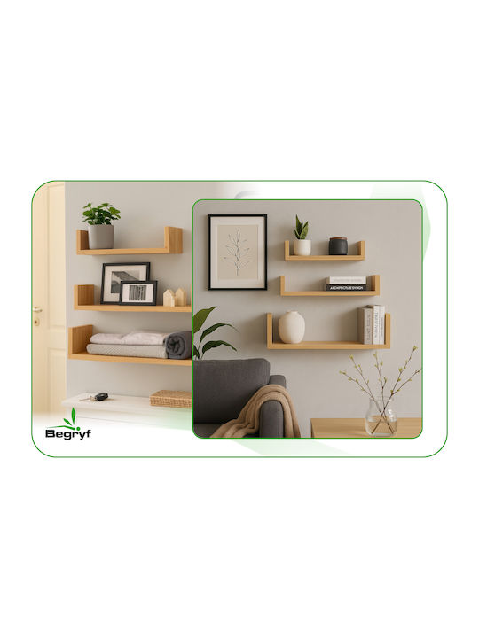 Bamboo Wall Shelves (3 Pieces) 60x15x10cm