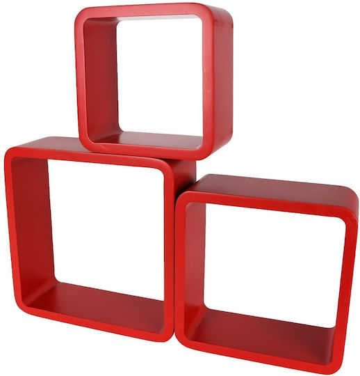 Rafturi De Perete Rounded Cube Roșii (3 Bucăți) 28x28x10 Cm