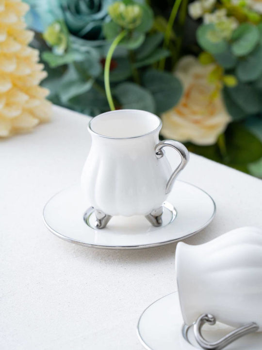SteweHome Set Coffee Cups Made of White Porcelain 90ml 6 Pieces