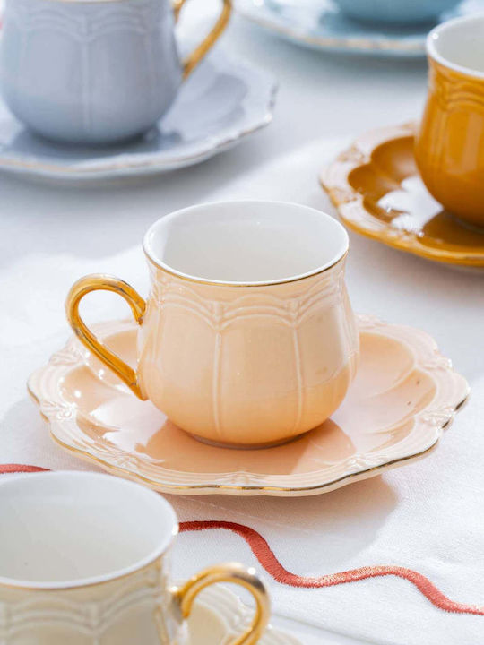 SteweHome Set Of Multicolour Porcelain Coffee Cups 90ml 6 Pieces