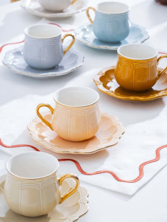SteweHome Set Of Multicolour Porcelain Coffee Cups 90ml 6 Pieces