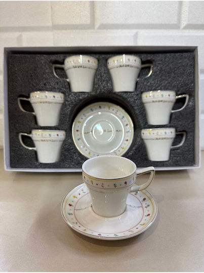 SteweHome Set Of Black Porcelain Coffee Cups 90ml 6 Pieces