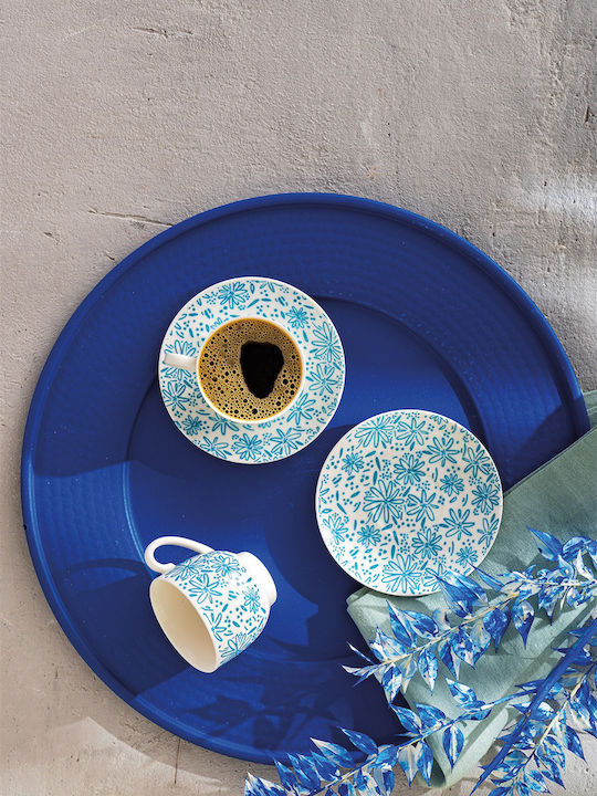 SteweHome Set Coffee Cups Made of Blue Porcelain 90ml 2 Pieces