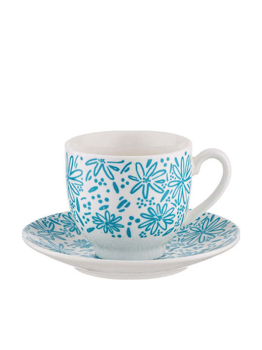 SteweHome Set Coffee Cups Made of Blue Porcelain 90ml 2 Pieces