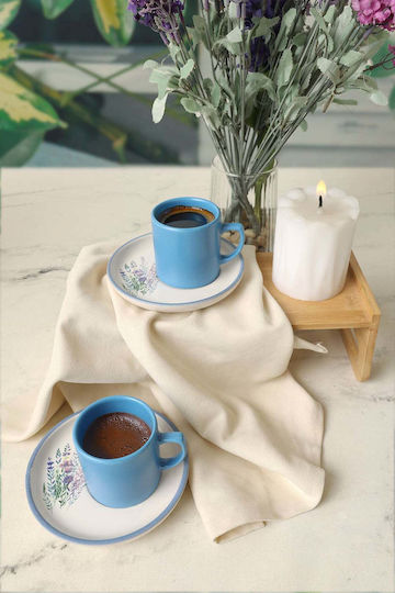 SteweHome Комплект Кафяви Керамични Многоцветни Чаши 110ml 4 Бройки