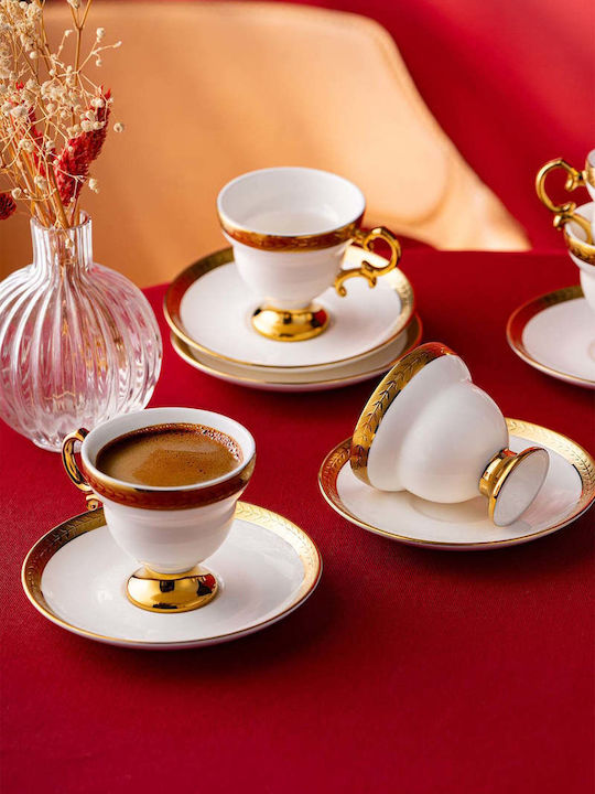 SteweHome Set Coffee Cups Made of White Porcelain 90ml 6 Pieces