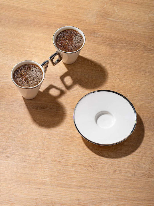 SteweHome Set Coffee Cups Made of Silver Porcelain 80ml 6 Pieces