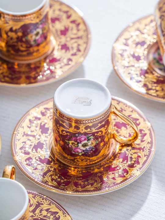 SteweHome Set Coffee Cups Made of Multicolour Porcelain 100ml 6 Pieces