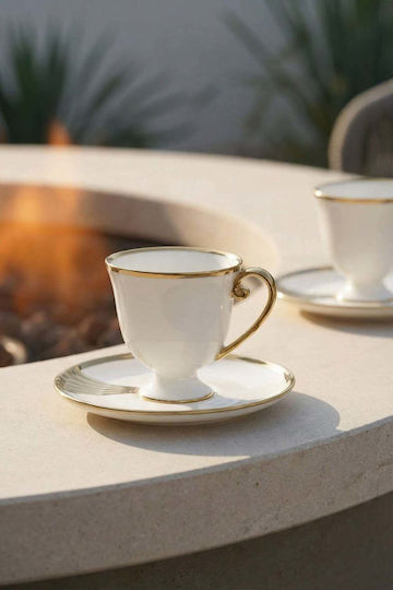 SteweHome SteweHome Set Tassen Kaffee aus Porzellan Gold 90ml 6 Stück