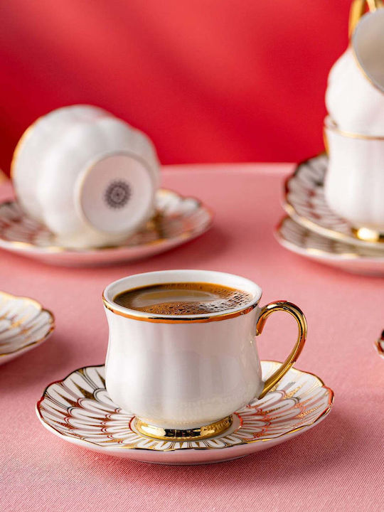SteweHome Set Coffee Cups Made of White Porcelain 90ml 6 Pieces