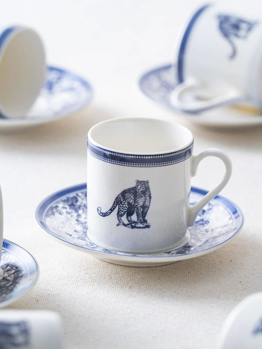 SteweHome Set of Blue Porcelain Coffee Cups 90ml 6 Pieces