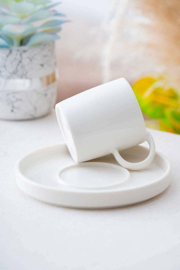 SteweHome Σετ Φλιτζάνια Καφέ από Πορσελάνη Λευκά 90ml 6τμχ