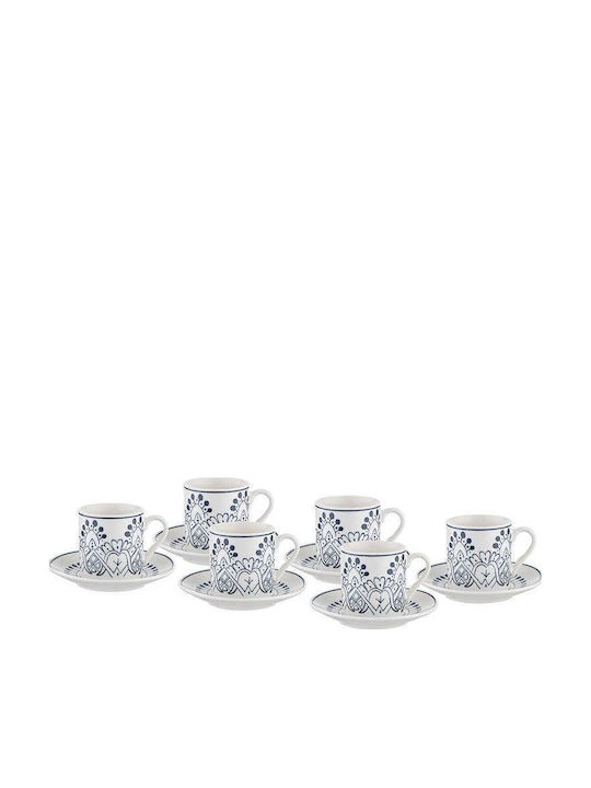 SteweHome Set Coffee Cups Made of Blue Porcelain 90ml 6 Pieces