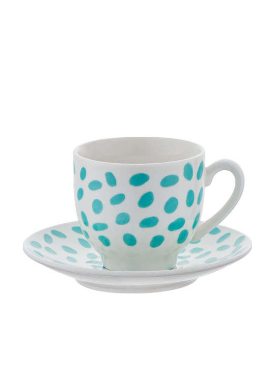SteweHome Set Of Green Porcelain Coffee Cups 90ml 2 Pieces