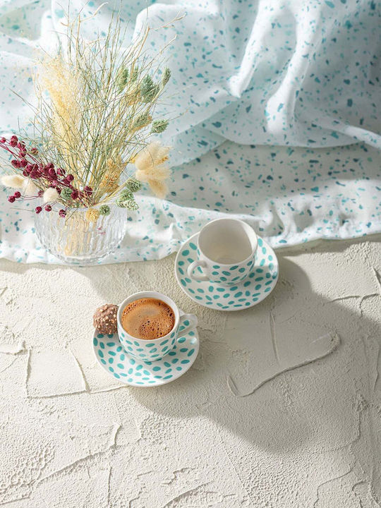 SteweHome Set Of Green Porcelain Coffee Cups 90ml 2 Pieces