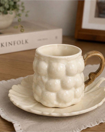 SteweHome Set Of Coffee Cups Made Of Beige Porcelain 99ml 6 Pieces