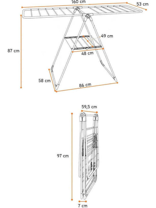 SteweHome Folding Floor Clothes Drying Rack from Metal