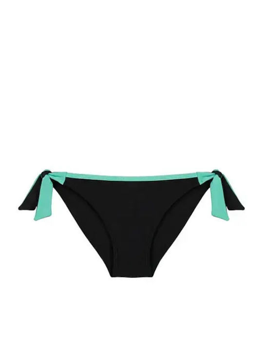 Bikini Slip με Κορδονάκια Πράσινο/Μελανί