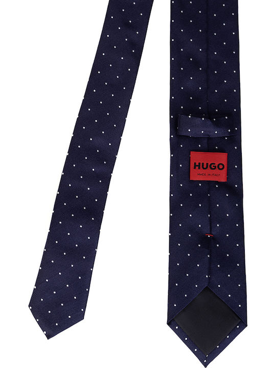 Hugo Men's Silk Tie In Navy Blue Color