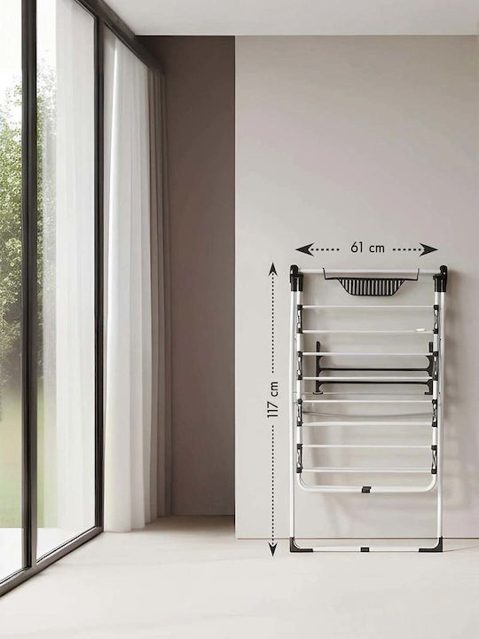 SteweHome Folding Floor Clothes Drying Rack Made of Plastic with 23m Hanging Length