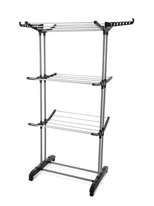 SteweHome Folding Floor Clothes Drying Rack Aluminum Hanging Length 20m