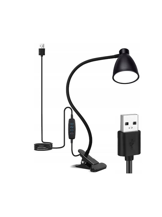 LED Iluminat de Birou cu Braț Flexibil în Culoare Neagră
